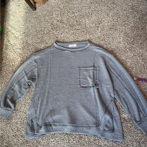 Zenana Outfitters Charcoal Waffle Knit Sweater Brand New S/M